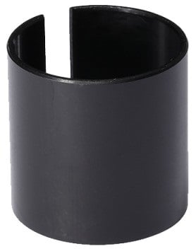 The Blunt Envy Scooter Clamp Shim in black, featuring a cylindrical design with a vertical slit, stands upright against a white background.