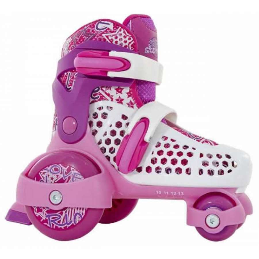 SFR Stomper Adjustable Quad Roller Skates - Pink - Side