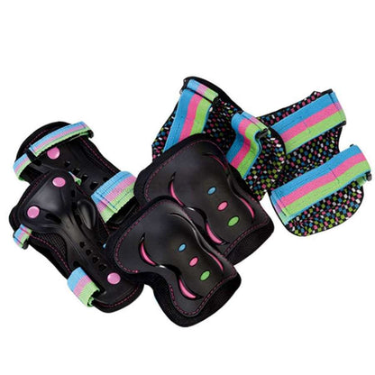 SFR Essentials Junior Triple Skate Protection Pad Set - Disco Black - Straps