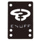 The Enuff Skateboard Shock Pads (Pair) - Black, branded with the Enuff logo and "ENUFF" beneath it, are designed to minimize shock for a smooth ride. These pads come with eight mounting holes.