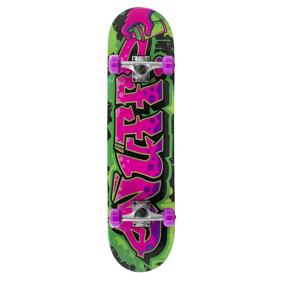 Enuff Graffiti II Pink / Green Mini Complete Skateboard - 7.25" x 29.5"