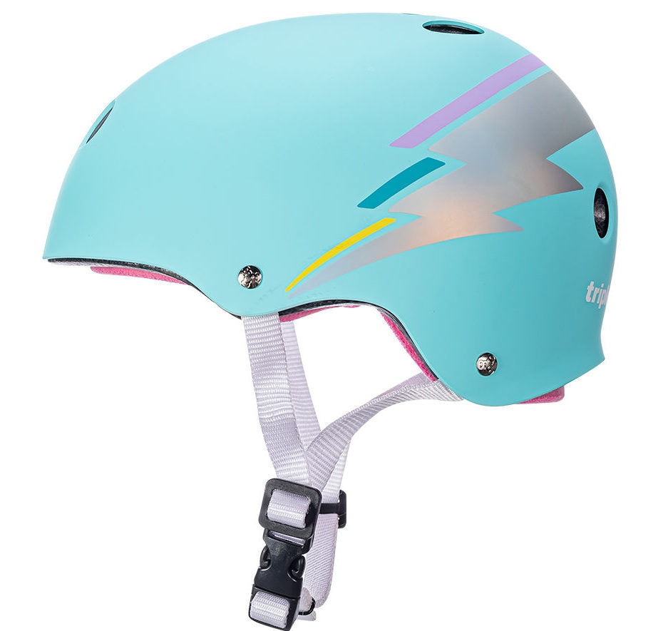 Triple 8 Certified Sweatsaver Skate Helmet - Teal Hologram - Side
