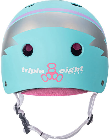 Triple 8 Certified Sweatsaver Skate Helmet - Teal Hologram - Rear