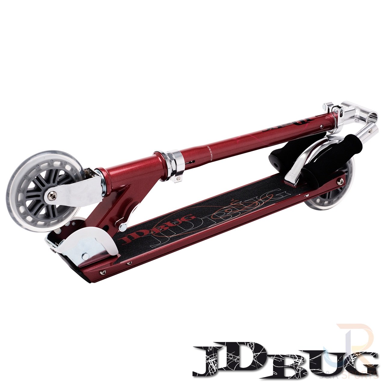 JD Bug Classic Street 120 Kids Foldable Scooter - Red Glow Pearl - Fold
