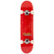 The Voltage Graffiti Logo Red Complete Skateboard showcases an entry-level design with a maple wood deck, white wheels, and silver trucks, prominently displaying the "Voltage" logo. The board features a glossy finish and is photographed against a white background.