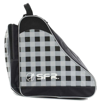 The SFR Designer Ice & Skate Bag in a black chequered pattern is ideal for transporting your roller skates. Made from heavy-duty polyester, this chic bag guarantees durability and proudly displays the iconic SFR logo.