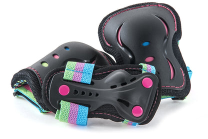 SFR Essentials Junior Triple Skate Protection Pad Set - Disco Black - Bundle