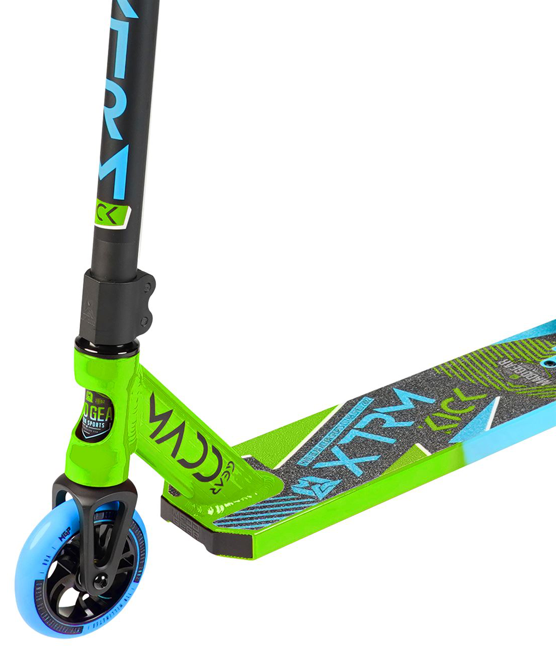 Madd Gear MGP Kick Extreme V5 Complete Stunt Scooter - Lime / Blue - Front Wheel