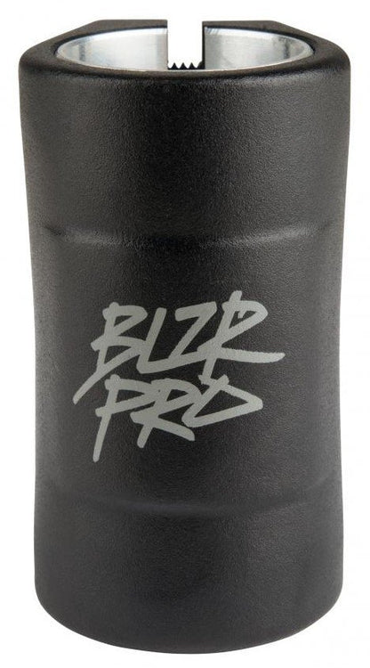 A black cylindrical item featuring "Blazer Pro" in gray, stylized lettering on the front, ideal for any member of the Blazer Team.