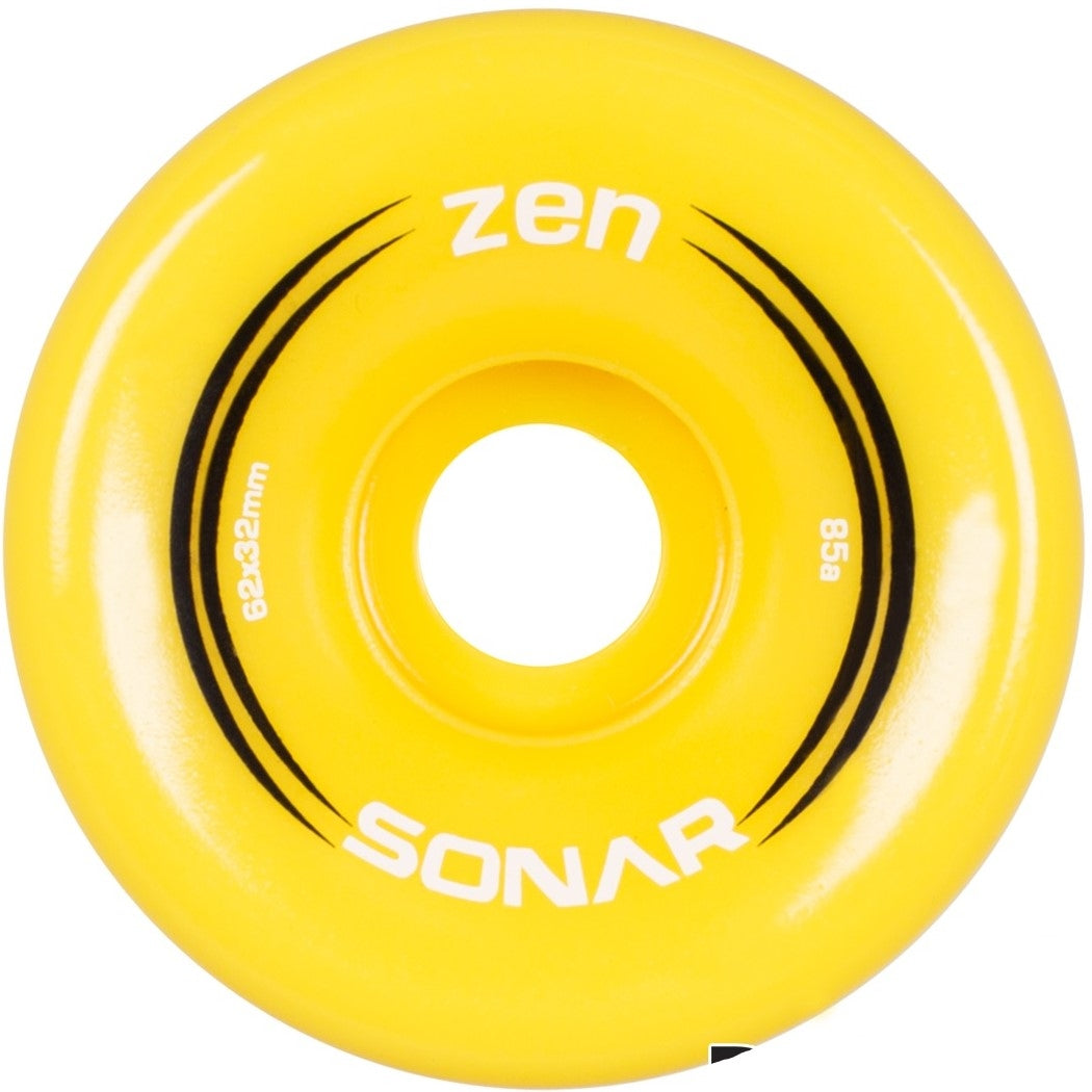 Radar Sonar Zen 85A Quad Roller Skate Wheels - Yellow 62mm x 32mm