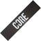 A black rectangular product featuring the bold, white "CORE" logo, ideal for anyone wanting to personalize their scooter—this could be the CORE Classic Stunt Scooter Griptape, which enhances both style and performance for your stunt scooter.