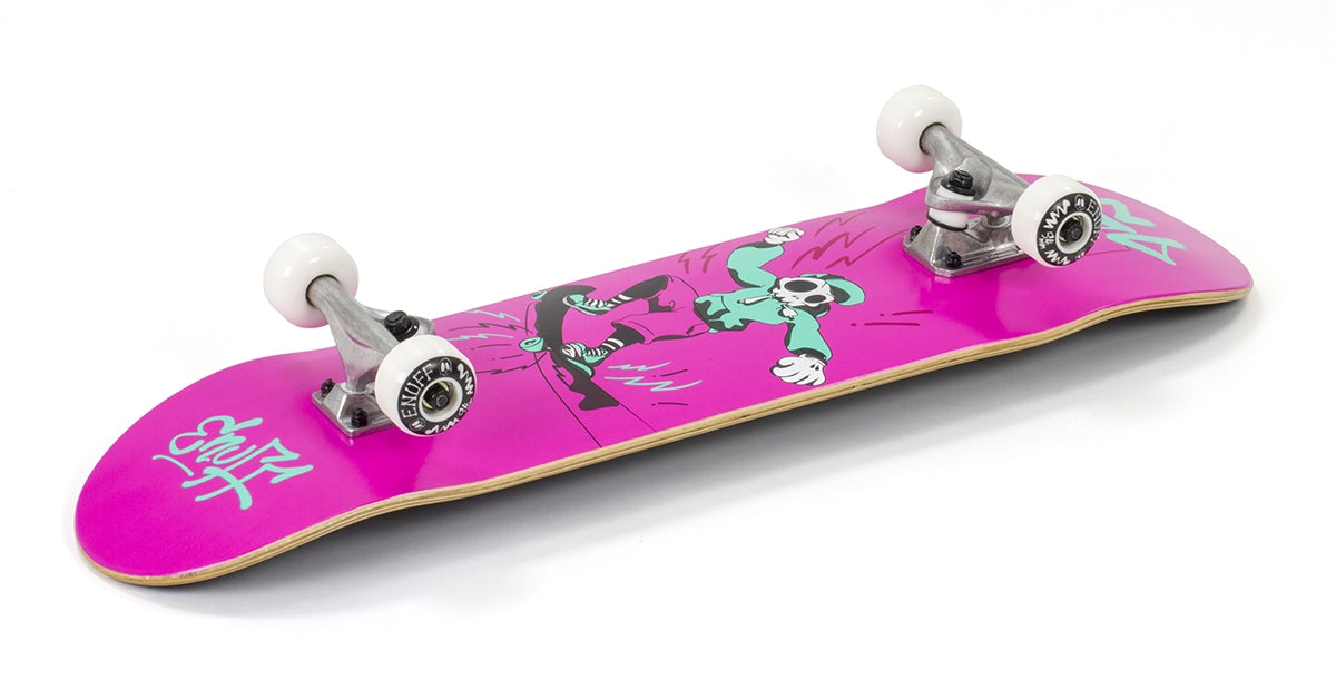 Enuff Skully Pink Mini Complete Skateboard - 7.25" x 29.5" - Angle