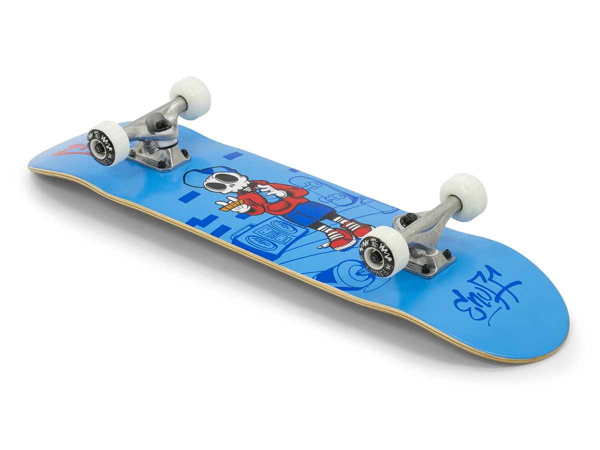 Enuff Skully Blue Mini Complete Skateboard - 7.25" x 29.5" - Angle