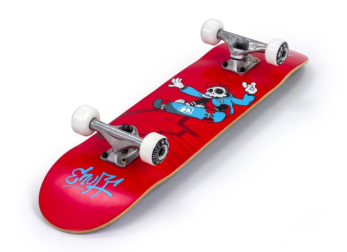 Enuff Skully Red Mini Complete Skateboard - 7.25" x 29.5" - Angle