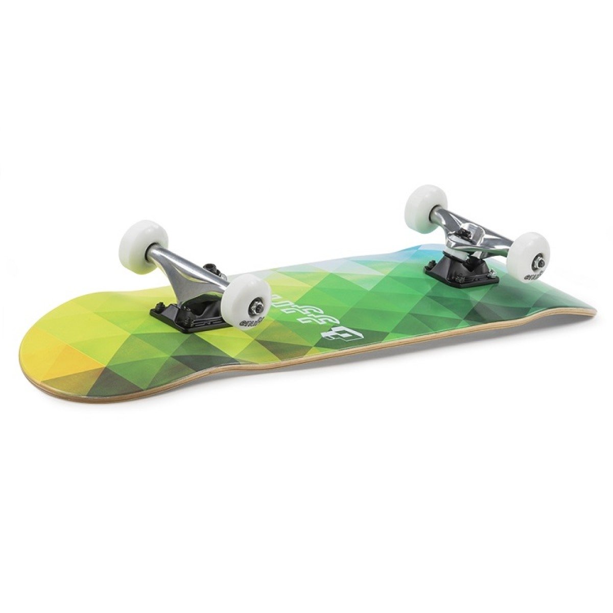 Enuff Geometric Green Complete Skateboard - 8" x 32" - Angle