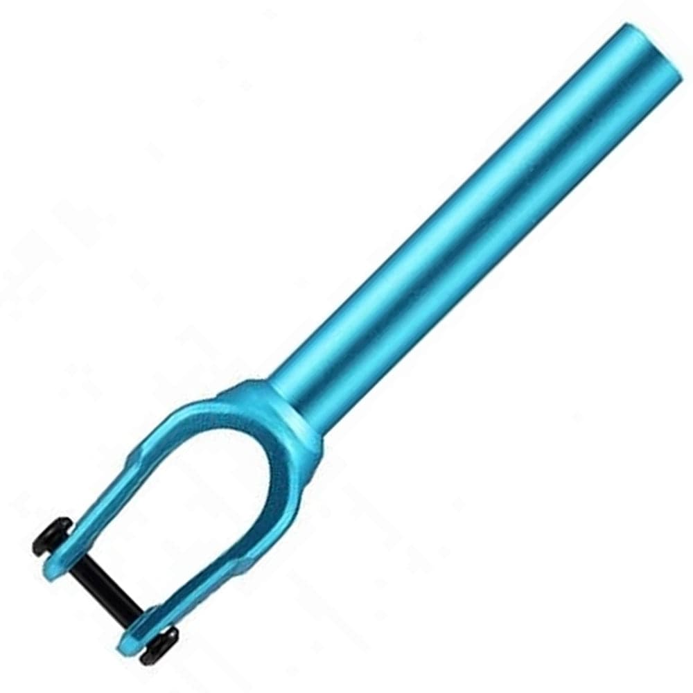 Image of a teal metal leg stretcher featuring a long handle and a U-shaped end, reminiscent of the Fasen Bullet IHC Stunt Scooter Fork design. Perfect for flexibility exercises, this stretcher is set against a white background.