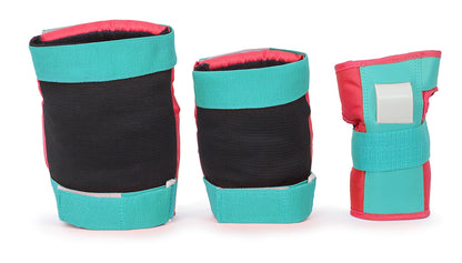 Rio Roller Triple Skate Protection Pad Set - Red / Mint - Straps