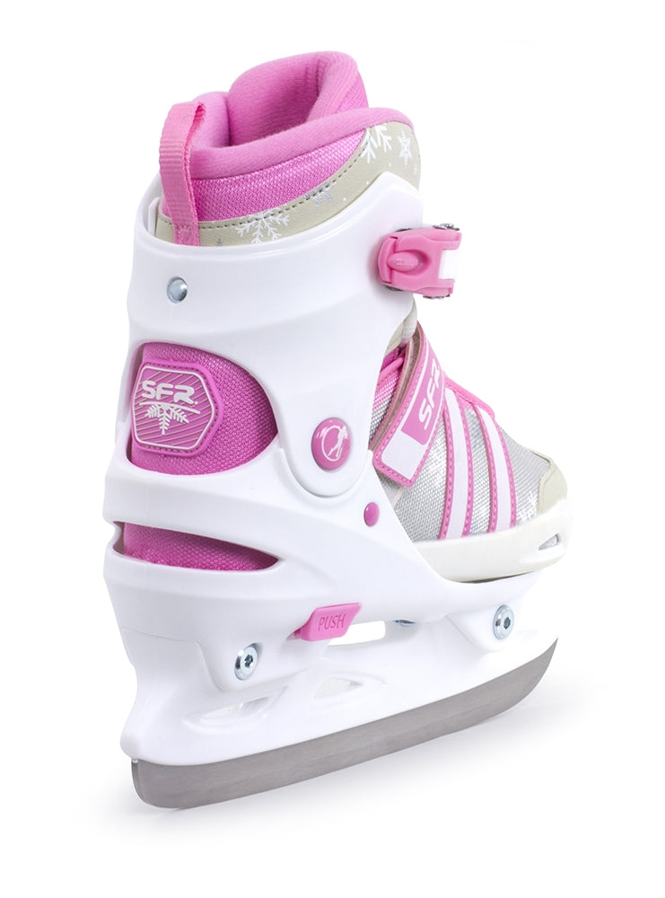 SFR Nova Adjustable Ice Skates - White / Pink - Rear