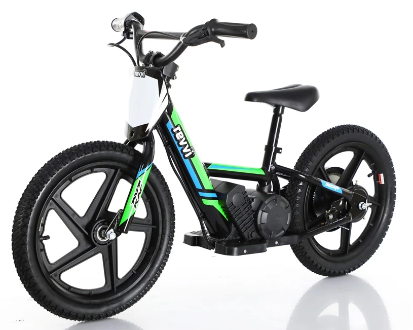 Revvi 16" Kids Electric Balance Bike - Green - Front Left