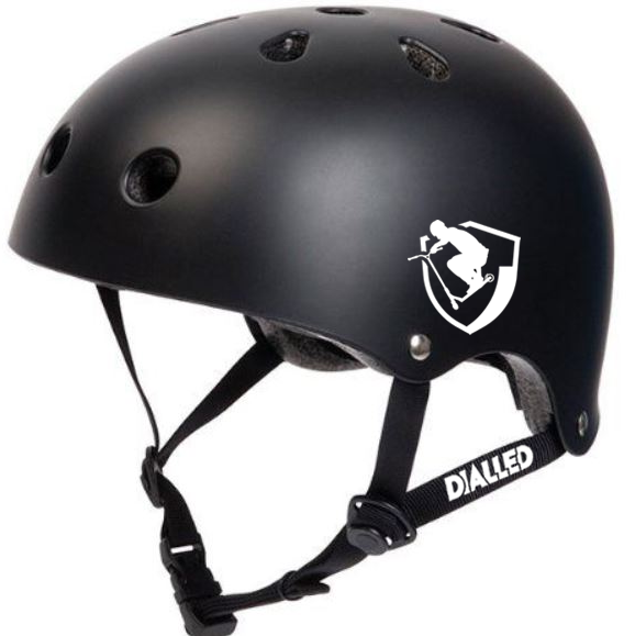 Dialled Protection Adjustable Skate / Scooter Helmet - Black / White - Angle