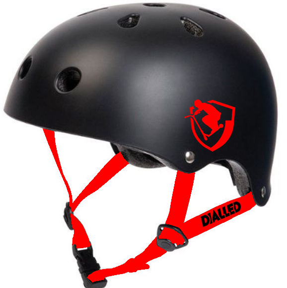 Dialled Protection Adjustable Skate / Scooter Helmet - Black / Red - Angle