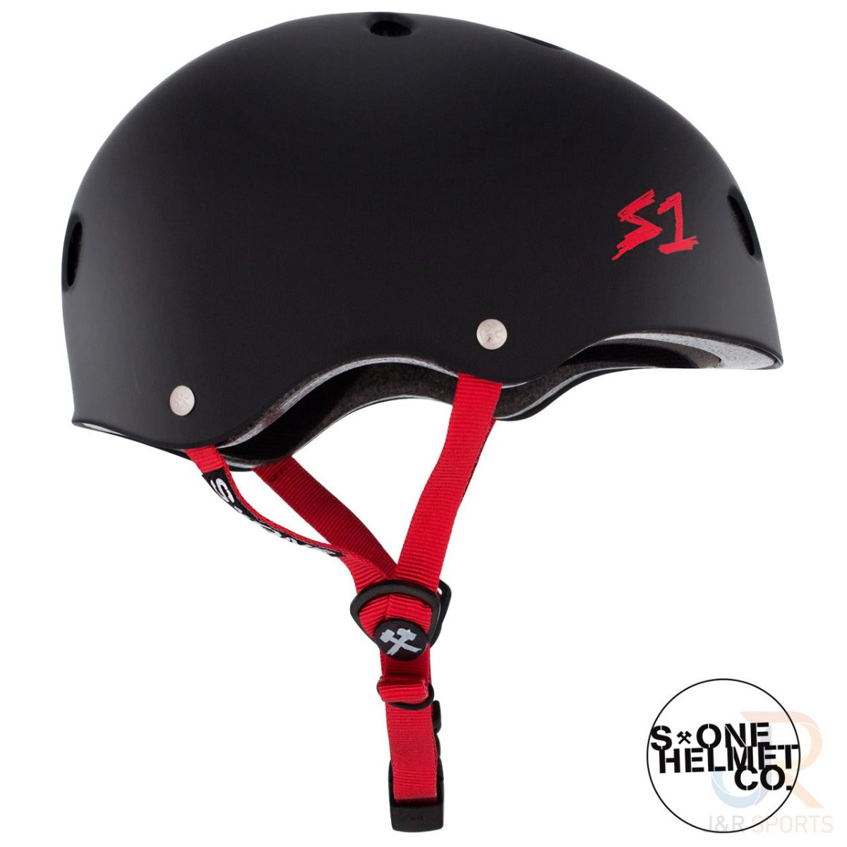 S1 Lifer Skate / Scooter Helmet - Matt Black / Red - Right