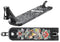 This exclusive Blunt Envy AOS V5 LTD Will Scott Signature stunt scooter deck, measuring 6" x 23", features a striking black surface with a spiderweb pattern on top and vibrant tattoo-inspired artwork of a deer encircled by flowers and butterflies on the bottom, making it ideal for those looking for a stunt scooter deck with style.