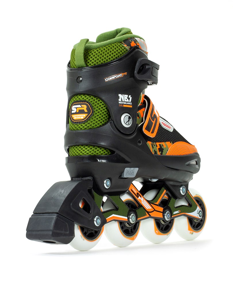 SFR Pixel Adjustable Inline Skates - Green / Orange - Rear