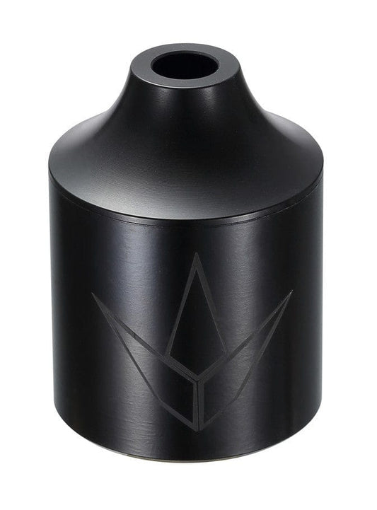 The Blunt Envy Street Stunt Scooter Peg in black is a cylindrical object with a conical top and a central hole, crafted from high-grade aluminum. It proudly displays the Blunt Envy's geometric logo engraved on its front.